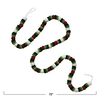 Hello Honey® 6ft. Red, Green & Cream Ball & Disc Handmade Wool Felt Garland