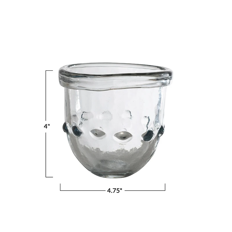 Hello Honey® 4" Clear Organically Shaped Embossed Glass Votive Holder