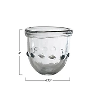 Hello Honey® 4" Clear Organically Shaped Embossed Glass Votive Holder