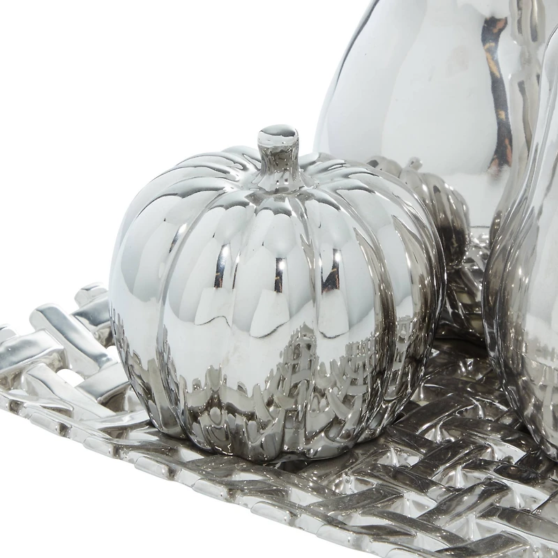 Silver Ceramic Glam Fruit Sculpture Set