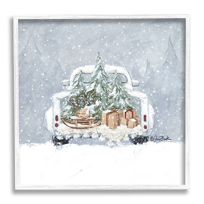Stupell Industries Winter Snow Holiday Gifts Framed Giclee Art