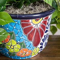 3.5ft. UV-Resistant Artificial Philodendron in Handmade Mexican Talavera Ceramic Planter