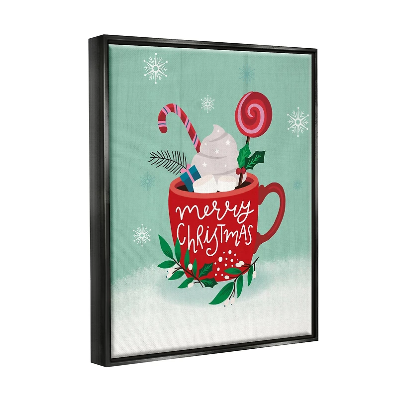 Stupell Industries Merry Christmas Warm Cocoa Framed Floater Canvas Wall Art