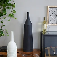 The Novogratz Black Metal Grooved Vase 8" x 8" x 30"