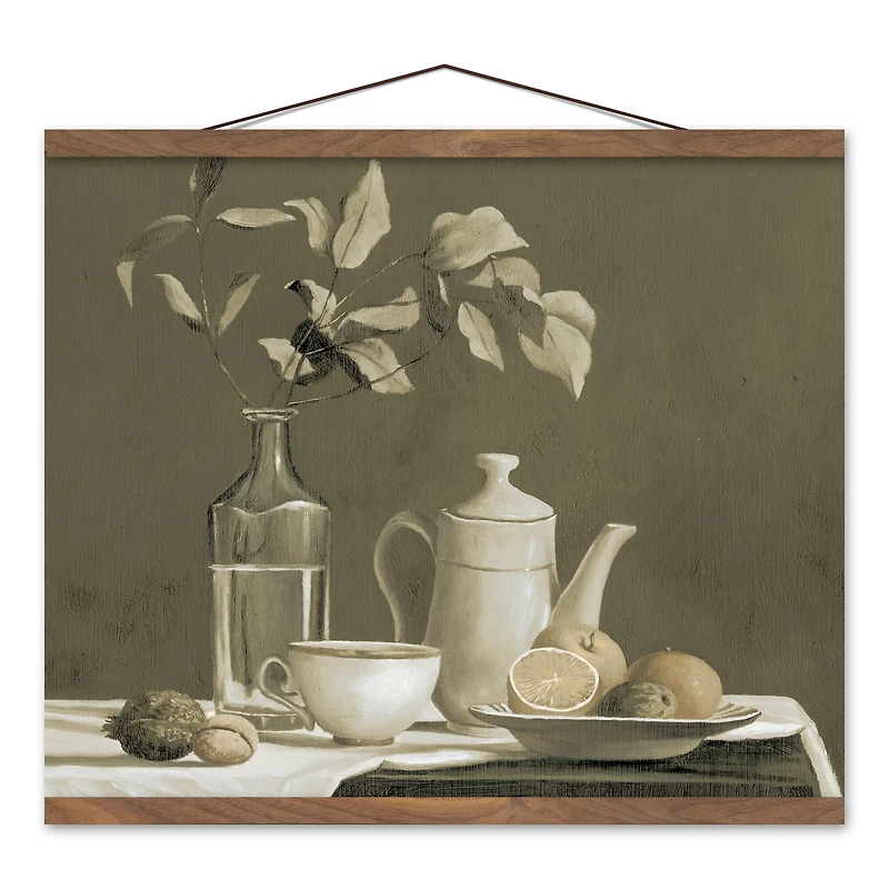 Antique Still Life Teak Hanging Canvas