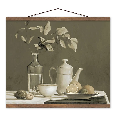 Antique Still Life Teak Hanging Canvas