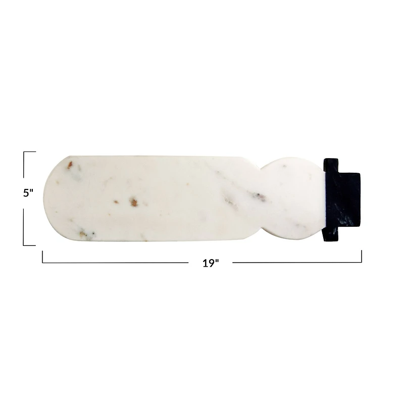 Hello Honey® 19" White & Black Marble Snowman Shaped Cheese & Cutting Board