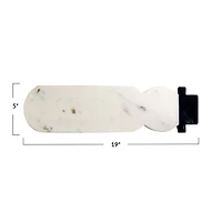Hello Honey® 19" White & Black Marble Snowman Shaped Cheese & Cutting Board