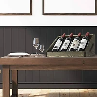 Olive Green Rustic Wood Wine Bottle Holder