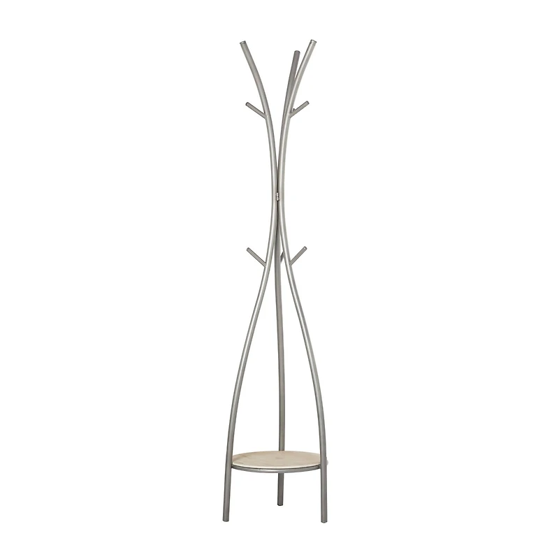 Silver Metal Modern Coat Rack, 73" x  17" x  17"