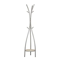 Silver Metal Modern Coat Rack, 73" x  17" x  17"