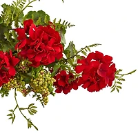 32” Red Geranium and Berry Swag