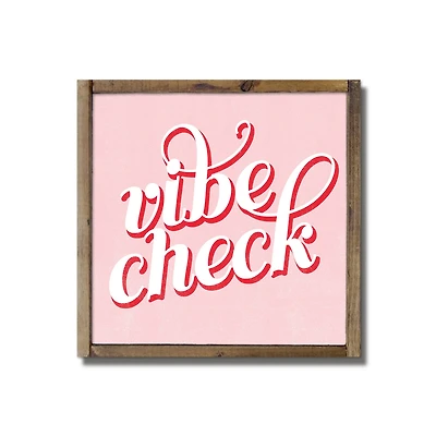 Vibe Check Script 9.5" x 9.5" Framed Wood Plaque