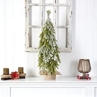 3ft. Unlit Snow Flocked Down Swept Holiday Artificial Christmas Tree in Burlap Base