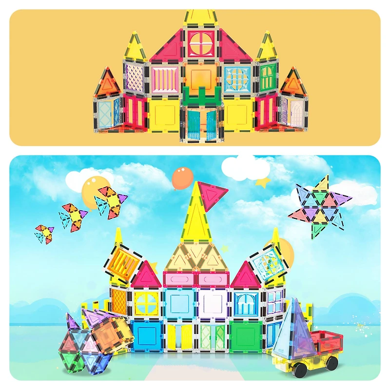 PicassoTiles 61-Piece Magnetic Tile Set with Windows & Doors