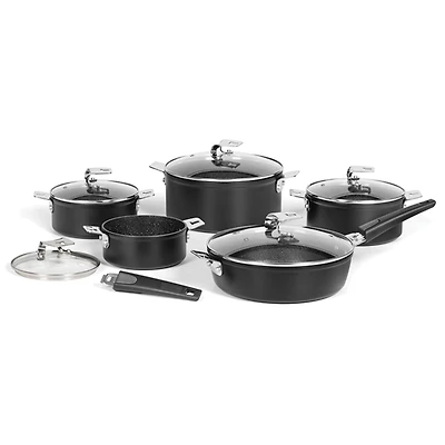 THE ROCK by Starfrit 12-Piece Space-Saving Set With T-Lock Detachable Handles