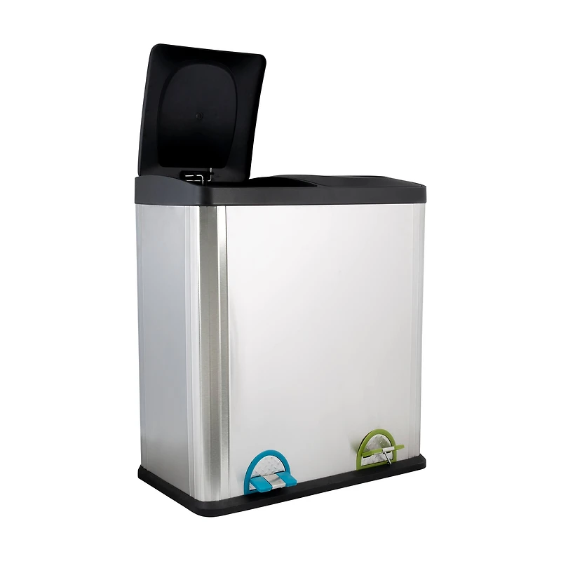 Organize It All Dual Compartment Stainless Recycle Bin