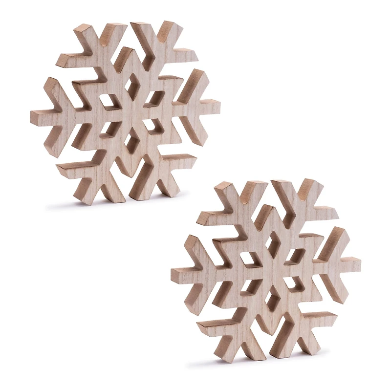 12" Natural Wood Snowflakes, 2ct.