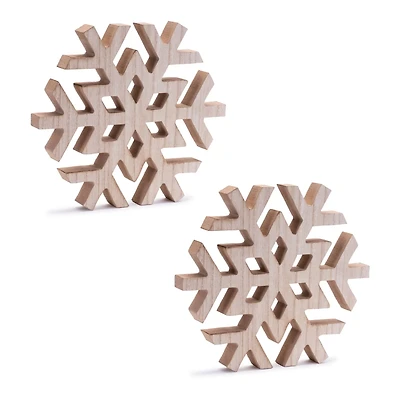 12" Natural Wood Snowflakes, 2ct.