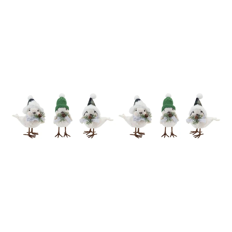 Winter Bird with Hat & Pine Accent Set, 7", 7.5" & 8"