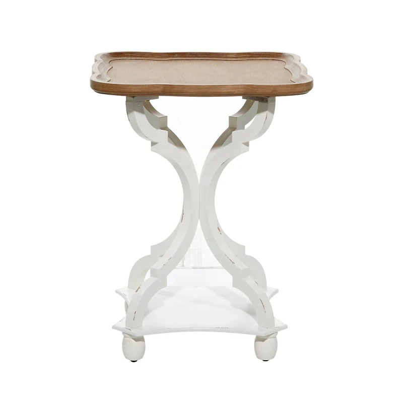 25" White Farmhouse Wood Accent Table