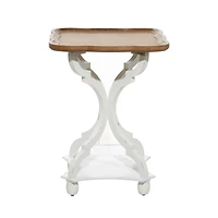 25" White Farmhouse Wood Accent Table