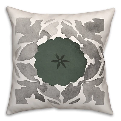 Gray & Green Medallion Throw Pillow
