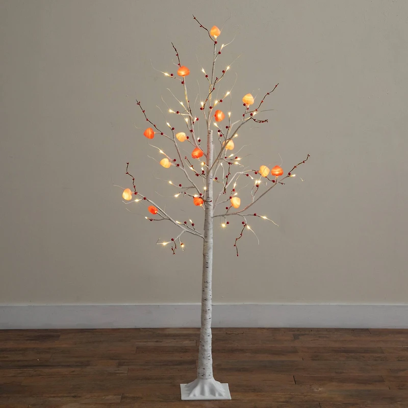 5ft. Pre-Lit Artificial Valentine's Day Twig Tree with 72 Heart Shaped LED Lights and Red Berries