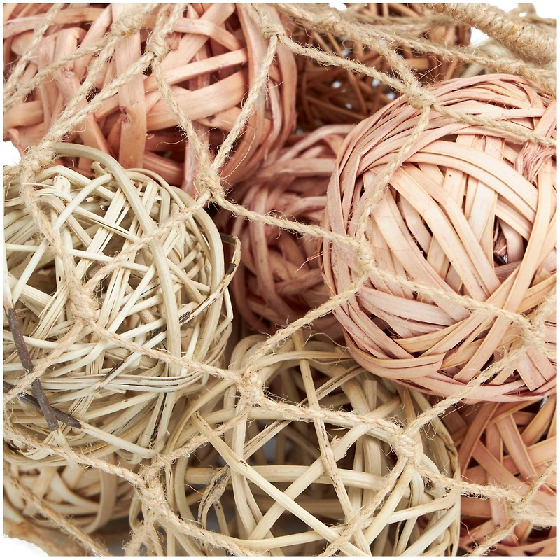 Light Brown Dried Plant Handmade Orbs & Vase Filler with Fishnet Bag Set