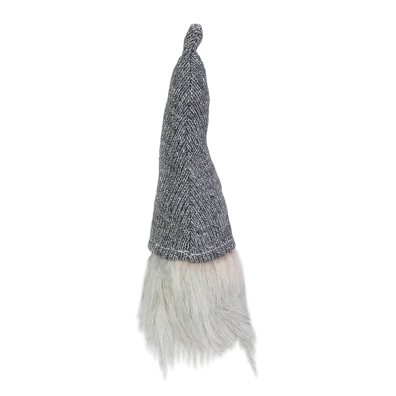 8" Metallic Gray Knit Gnome Head LED Ornament