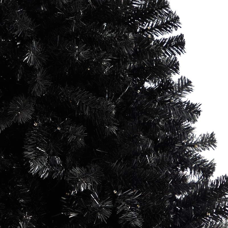 7ft. Pre-Lit Black Artificial Christmas Tree, Clear LED Lights