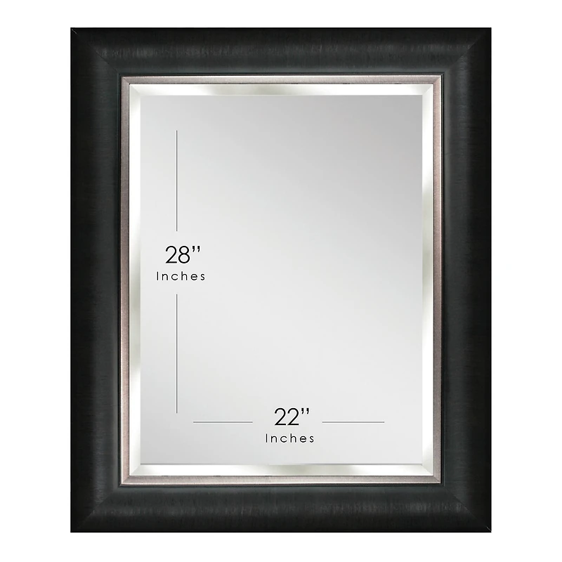 Head West® 34.5" Alderton Black & Silver Framed Beveled Wall Mirror 