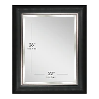 Head West® 34.5" Alderton Black & Silver Framed Beveled Wall Mirror 