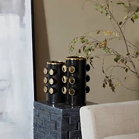 Black Ceramic Contemporary Vase, Set of 2