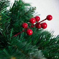 16" Artificial Pine & Berry Warm White LED Pre-Lit Hanging Basket