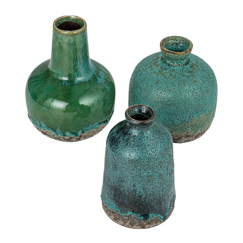 Hello Honey® Green & Blue Textured Stoneware Vase Set