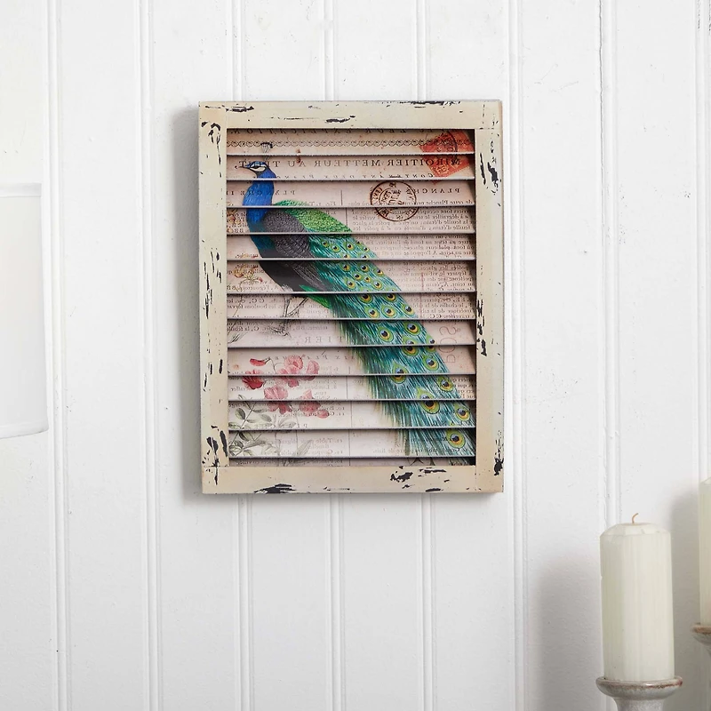 Peacock Window Shutter Wall Décor
