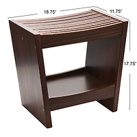 Hello Honey® 18" Modern Slatted Solid Wood Stool With Storage Shelf