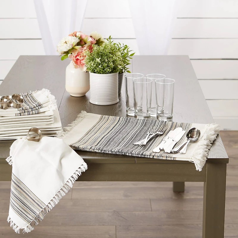 DII® 13" x 20" Fringed Striped Tabletoppers