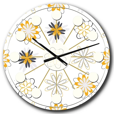 Designart 'Retro Floral Pattern Viii Mid-Century Modern Wall Clock