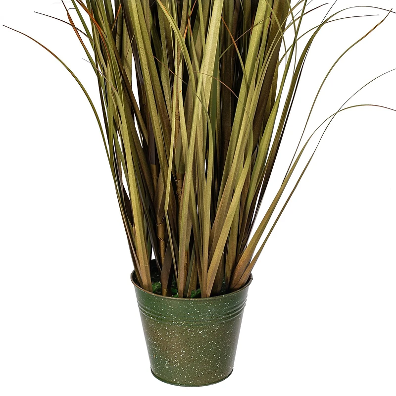 55" Artificial Green Grass & Natural Reeds in Iron Pot