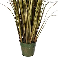 55" Artificial Green Grass & Natural Reeds in Iron Pot