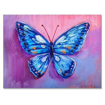 Designart - Oil painting of blue butterfly