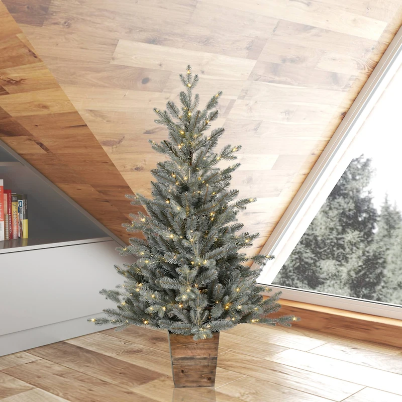 4ft. Pre-Lit Gooding Potted Pine Artificial Tree, Warm White LED Mini Lights