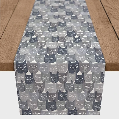 Cat Face Pattern 16" x 72" Cotton Twill Runner