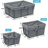 Sorbus Gray Wire Basket with Removable Liner Set