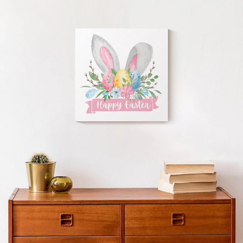 Happy Easter Banner 12" x 12" Canvas Wall Art