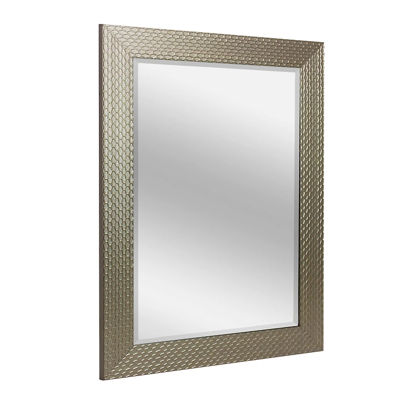 Head West Honeycomb Champagne Silver Beveled Glass Wall Mirror