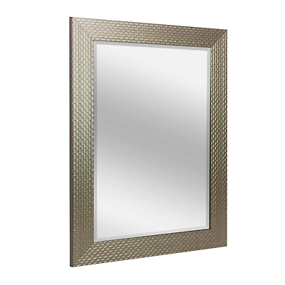 Head West Honeycomb Champagne Silver Beveled Glass Wall Mirror