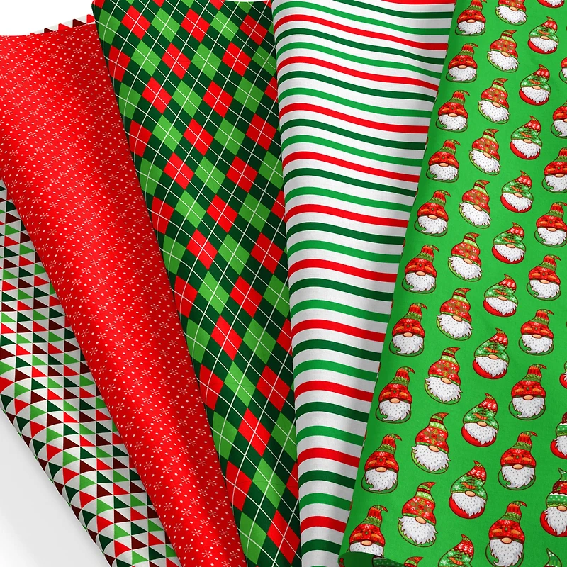 SINGER Christmas Gnome Holiday 5 Piece Fat Quarter Bundle